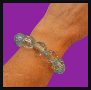 3/$30 Light Blue Acrylic Faceted Chunky Kidcore Stretch Bracelet